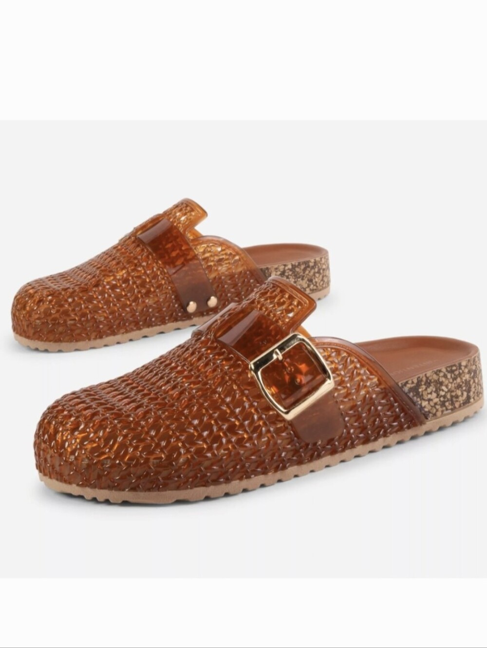 INTENTIONALLY BLANK Seth Jelly Mules In Amber Brown Size 38 Or 7.5-8